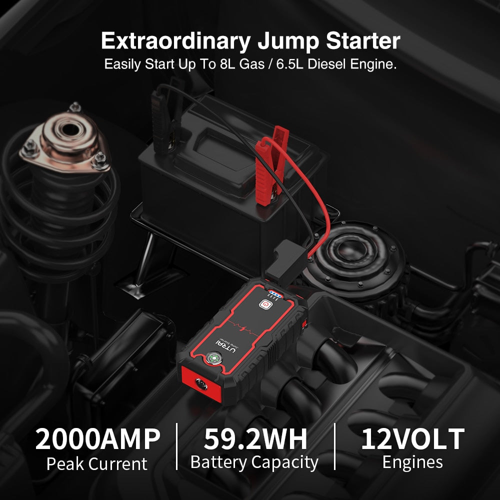 UTRAI Jump Starter Power Bank 2000A /1000A Portable Car Battery Starter For 12V Car Emergency Booster Starter Starting Device.