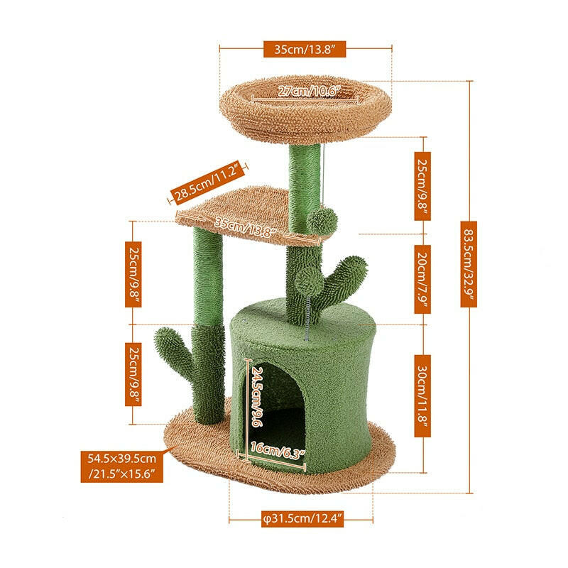 H90.5CM Cactus Cat Tree with Natural Sisal Scratching Post Board for Cat Perch Condo Kitty Play House rascador gato arbre à chat - TIKIJTRONICS 0 SPECIFICATIONSWeight:: 9kgType: catsShap: Cactus HouseSKU: AMT0128SC/AMT0133/AMT0141Origin: Mainland ChinaNo. of Tiers: Three-LayerMaterial: WoodItem Type: cat treesHeight: 90.5cm/83.5cmColor: Green+BrownCN: ZhejiangBrand Name: PAWZ Road TIKIJTRONICS  (Store description)