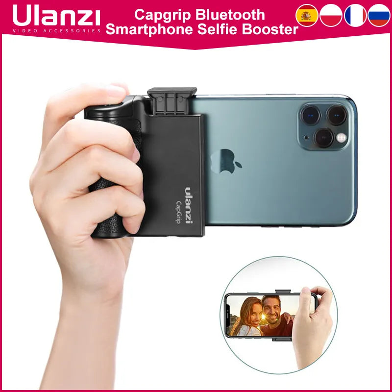 Ulanzi CapGrip Wireless Bluetooth Smartphone Selfie Booster Handle Grip Phone Stabilizer Stand Holder Shutter Release 1/4 Screw - TIKIJTRONICS  SPECIFICATIONSSupport Remote Control: YesPackage: YesOrigin: Mainland ChinaModel Number: CapGripMaterial: PlasticFolded Length (mm): 138Configured for(Adaption): SMARTPHONESCommunication: bluetoothBrand Name: Ulanzi TIKIJTRONICS  (Store description)