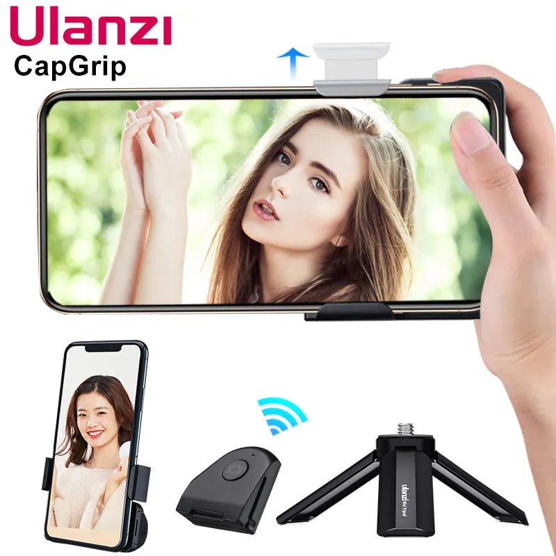 Ulanzi CapGrip Wireless Bluetooth Smartphone Selfie Booster Handle Grip Phone Stabilizer Stand Holder Shutter Release 1/4 Screw - TIKIJTRONICS  SPECIFICATIONSSupport Remote Control: YesPackage: YesOrigin: Mainland ChinaModel Number: CapGripMaterial: PlasticFolded Length (mm): 138Configured for(Adaption): SMARTPHONESCommunication: bluetoothBrand Name: Ulanzi TIKIJTRONICS  (Store description)