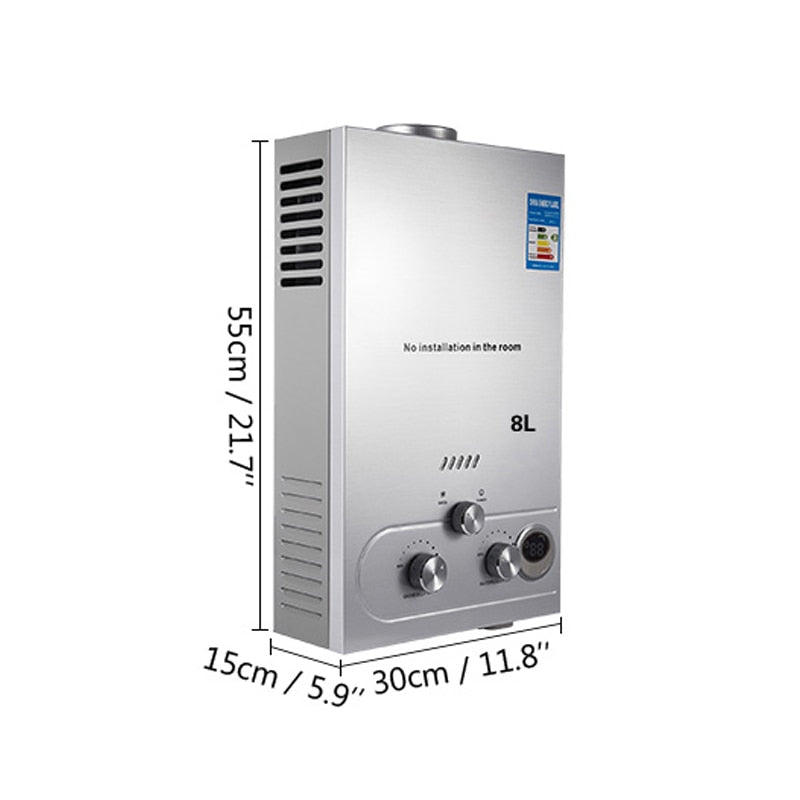 VEVOR 6L/8L/10L/12L/16L/18L LPG Propane Gas Instant Hot Water Heater Boiler Outdoor Stainless Steel - Premium 0 from TIKIJTRONICS - Just $94.50! Shop now at TIKIJTRONICS