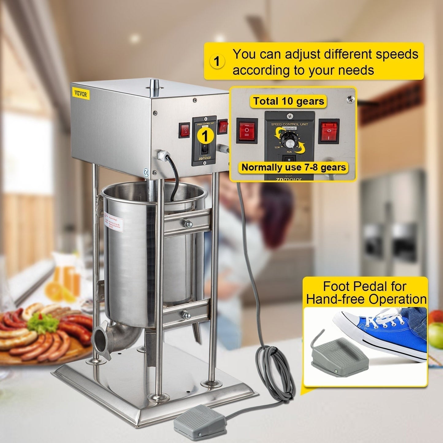 VEVOR 10-30L Vertical Sausage Stuffer Automatic Filling Machine Food Processors Kitchen Accessories Home Appliance for Hot Dog - TIKIJTRONICS # 0