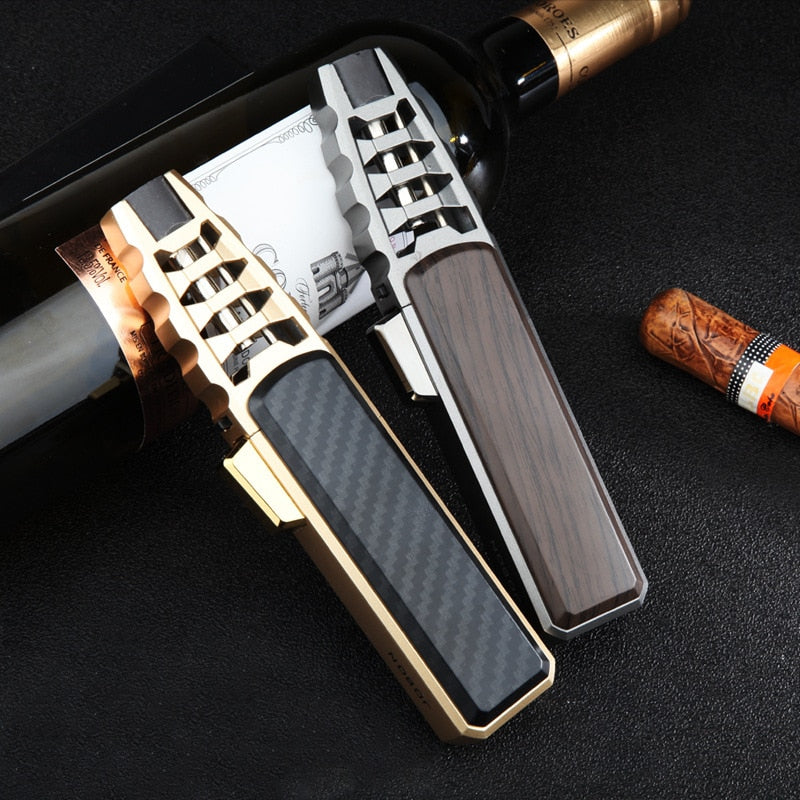 VIP Outdoor Pen Spray Gun Jet Torch Lighter Turbo Gas Kitchen BBQ Metal Windproof Butane Cigar Pipe Lighter Gadgets For Men - TIKIJTRONICS 0 SPECIFICATIONSWeight: 174 gTechnics: LacquerSize: 170*35mmOrigin: Mainland ChinaModel Number: New Outdoor Pen Spray Gun Jet Torch LighterMaterial: MetalLighter oil type: Butane gasFunction: WindproofDoes the lighter have gas: NO TIKIJTRONICS  (Store description)