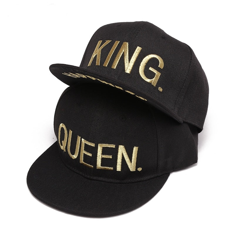 VORON KING QUEEN Gold letters Embroidery Snapback Hats Flat Bill Trucker Hats Acrylic Men Women Gifts for Him Her - TIKIJTRONICS # 0