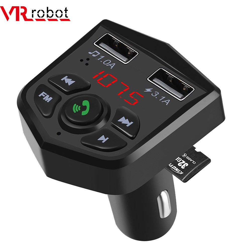 VR robot Bluetooth FM Transmitter Modulator Wireless Handsfree Car Kit 5V 3.1A Dual USB Charger Adapter Audio Car MP3 Player - TIKIJTRONICS 0 SPECIFICATIONSVoltage: 12VSpecial Features: Handsfree Car KitOut Power: 5V 3.1AOrigin: Mainland ChinaModel Name: 803eMaterial Type: ABSItem Weight: 80gItem Type: FM TransmittersFeature 2: Support U Disk/TF Card PlayFeature 1: Bluetooth Car MP3 PlayerBrand Name: VR robot TIKIJTRONICS  (Store description)