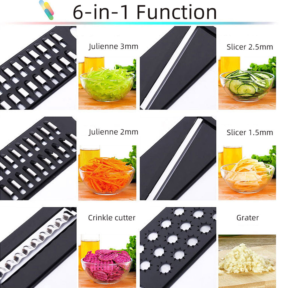 Vegetable Cutter Grater for Vegetables Slicers Shredders Multi Slicer Peeler Carrot Fruit 6 in 1 Gadgets Vegetable Cutting Tools - TIKIJTRONICS # 0