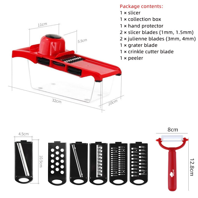 Vegetable Cutter Grater for Vegetables Slicers Shredders Multi Slicer Peeler Carrot Fruit 6 in 1 Gadgets Vegetable Cutting Tools - TIKIJTRONICS # 0