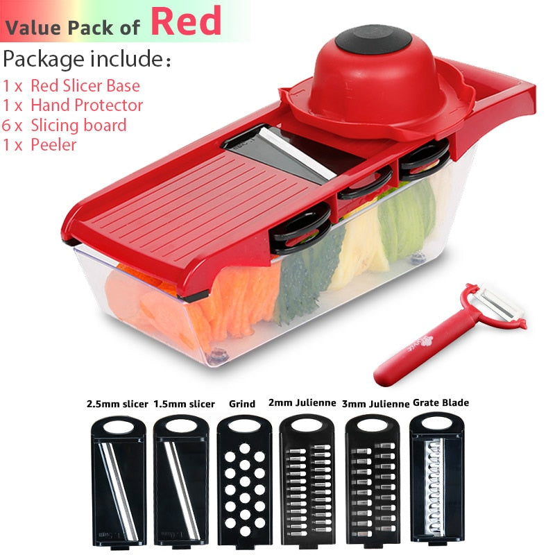 Vegetable Cutter Grater for Vegetables Slicers Shredders Multi Slicer Peeler Carrot Fruit 6 in 1 Gadgets Vegetable Cutting Tools - TIKIJTRONICS # 0