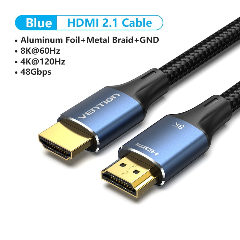 Vention HDMI 2.1 Cable 8K/60Hz 4K/120Hz 48Gbps HDMI Digital Cables Splitter for Xiaomi TV Box HDR10+ PS5 Switch Cable HDMI 2.1 TIKIJTRONICS