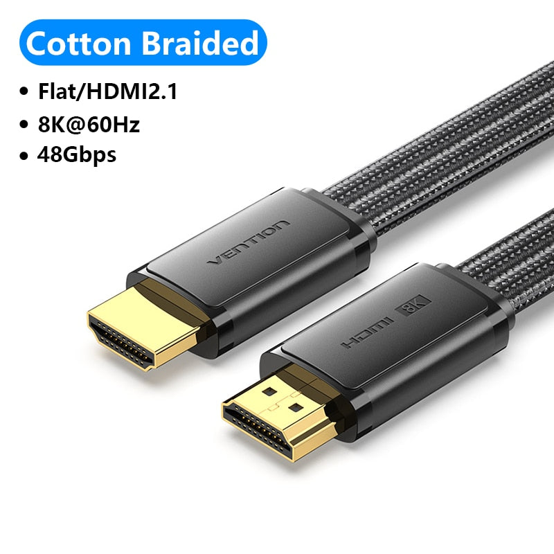 Vention HDMI 2.1 Cable 8K/60Hz 4K/120Hz 48Gbps HDMI Digital Cables Splitter for Xiaomi TV Box HDR10+ PS5 Switch Cable HDMI 2.1 TIKIJTRONICS