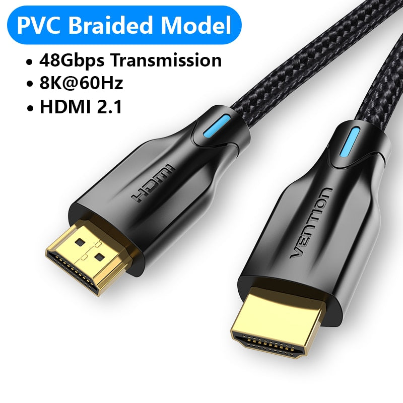 Vention HDMI 2.1 Cable 8K/60Hz 4K/120Hz 48Gbps HDMI Digital Cables Splitter for Xiaomi TV Box HDR10+ PS5 Switch Cable HDMI 2.1 TIKIJTRONICS