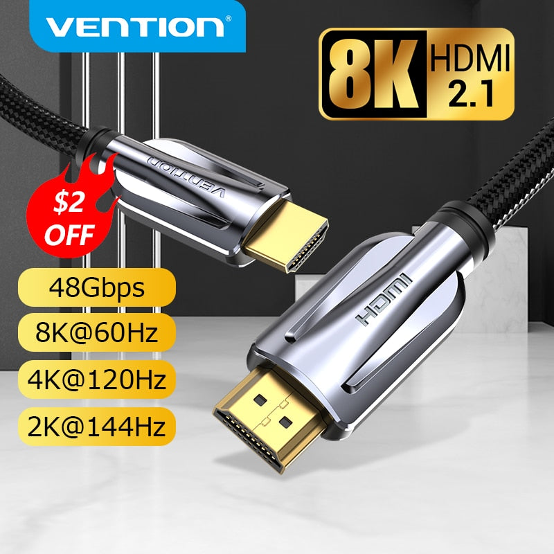 Vention HDMI 2.1 Cable 8K/60Hz 4K/120Hz 48Gbps HDMI Digital Cables Splitter for Xiaomi TV Box HDR10+ PS5 Switch Cable HDMI 2.1 TIKIJTRONICS