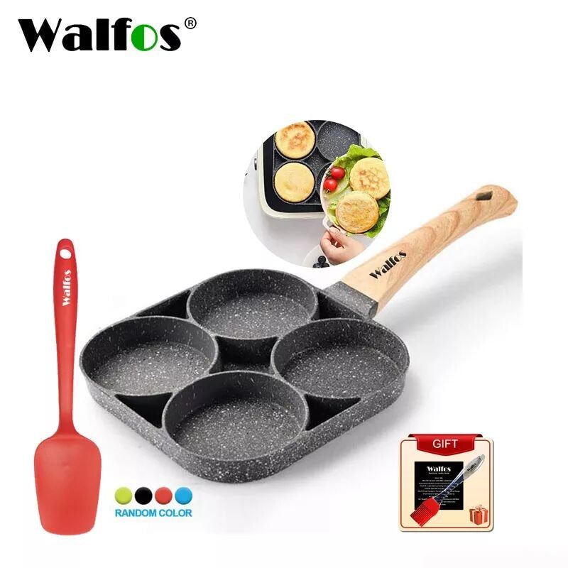 WALFOS Four-Hole Frying Pot Pan Thickened Omelet Pan Non-Stick Egg Pancake Steak Cooking Egg Ham Pans Breakfast Maker Cookware - TIKIJTRONICS # 0