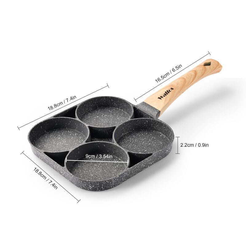 WALFOS Four-Hole Frying Pot Pan Thickened Omelet Pan Non-Stick Egg Pancake Steak Cooking Egg Ham Pans Breakfast Maker Cookware - TIKIJTRONICS # 0