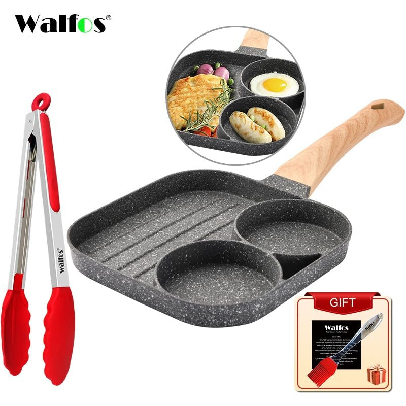 WALFOS Four-Hole Frying Pot Pan Thickened Omelet Pan Non-Stick Egg Pancake Steak Cooking Egg Ham Pans Breakfast Maker Cookware - TIKIJTRONICS # 0