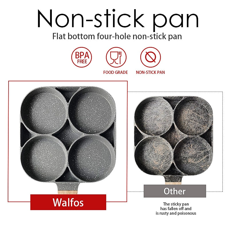 WALFOS Four-Hole Frying Pot Pan Thickened Omelet Pan Non-Stick Egg Pancake Steak Cooking Egg Ham Pans Breakfast Maker Cookware - TIKIJTRONICS # 0