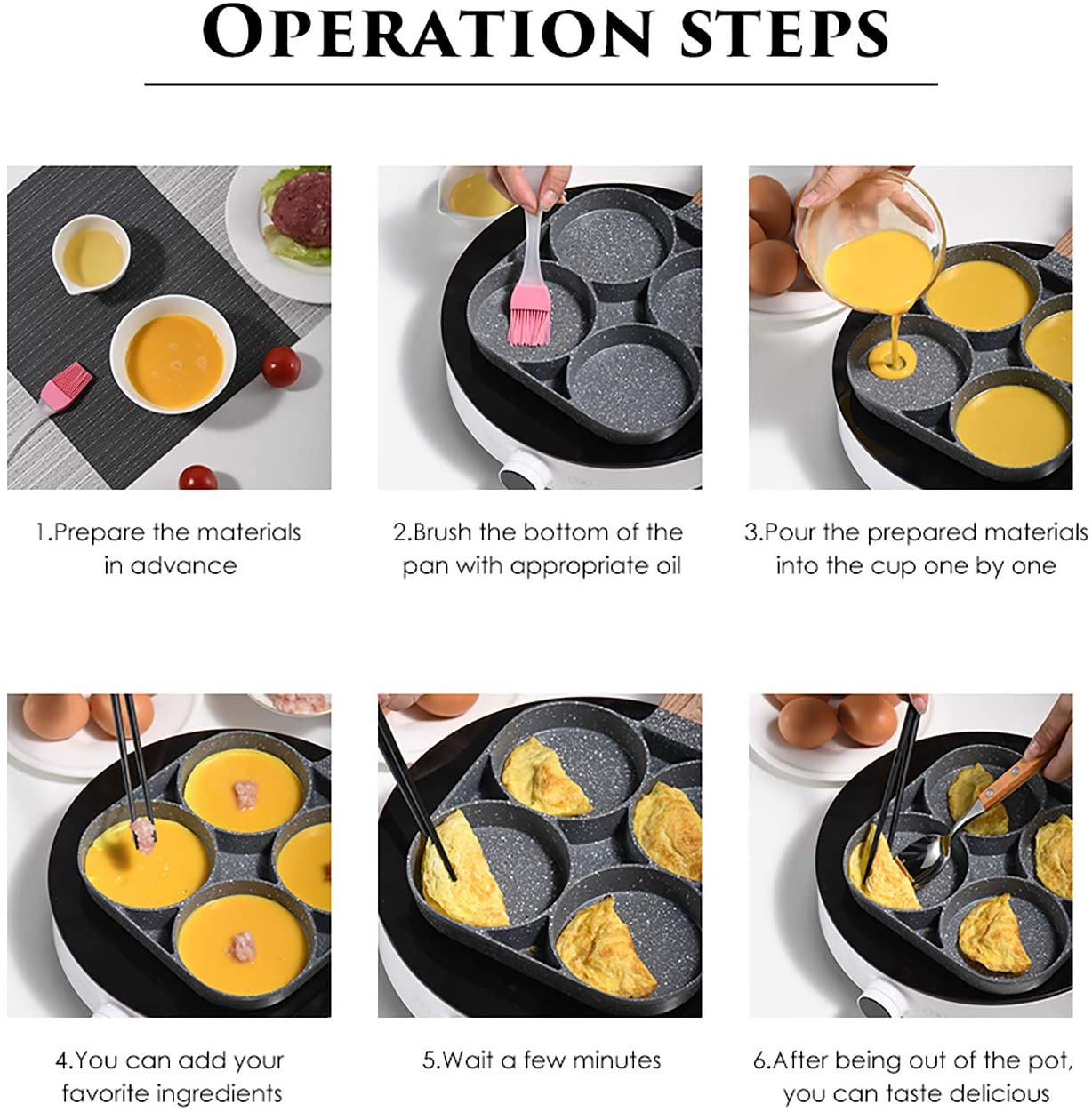 WALFOS Four-Hole Frying Pot Pan Thickened Omelet Pan Non-Stick Egg Pancake Steak Cooking Egg Ham Pans Breakfast Maker Cookware - TIKIJTRONICS # 0