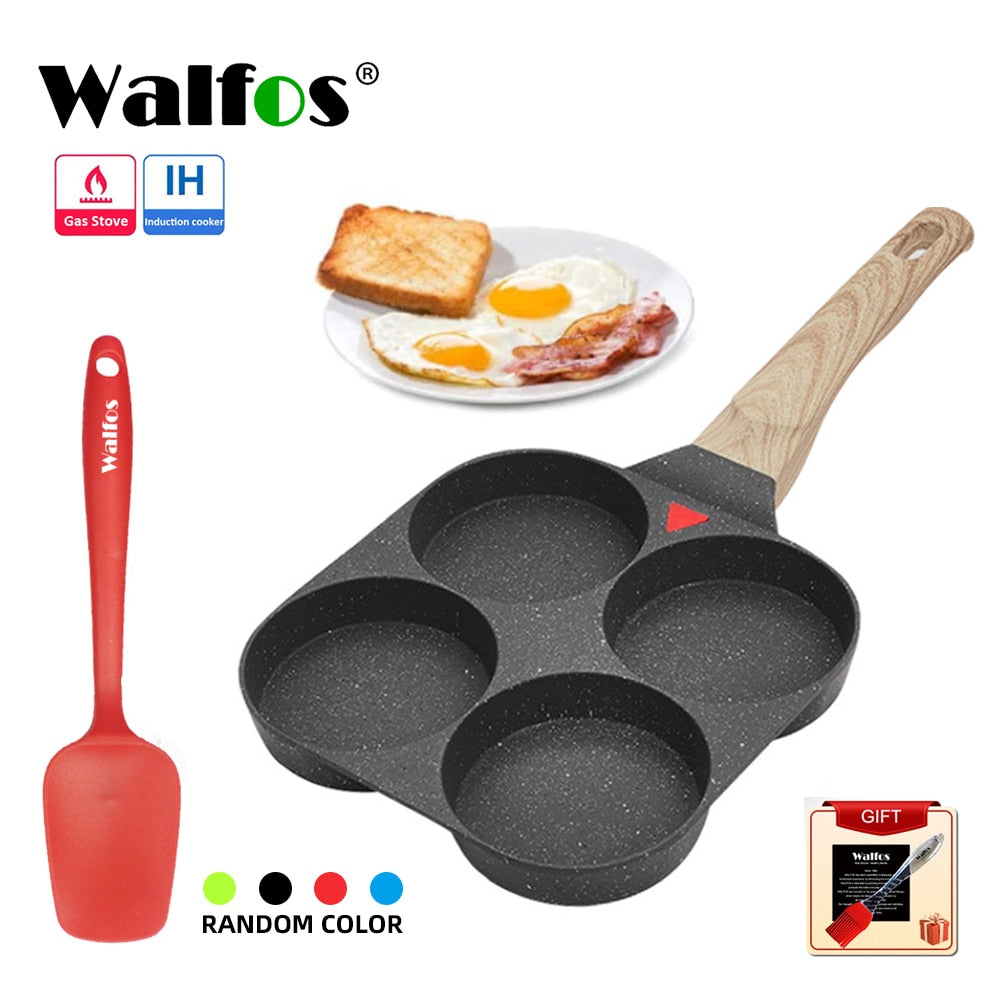 WALFOS Four-Hole Frying Pot Pan Thickened Omelet Pan Non-Stick Egg Pancake Steak Cooking Egg Ham Pans Breakfast Maker Cookware - TIKIJTRONICS # 0