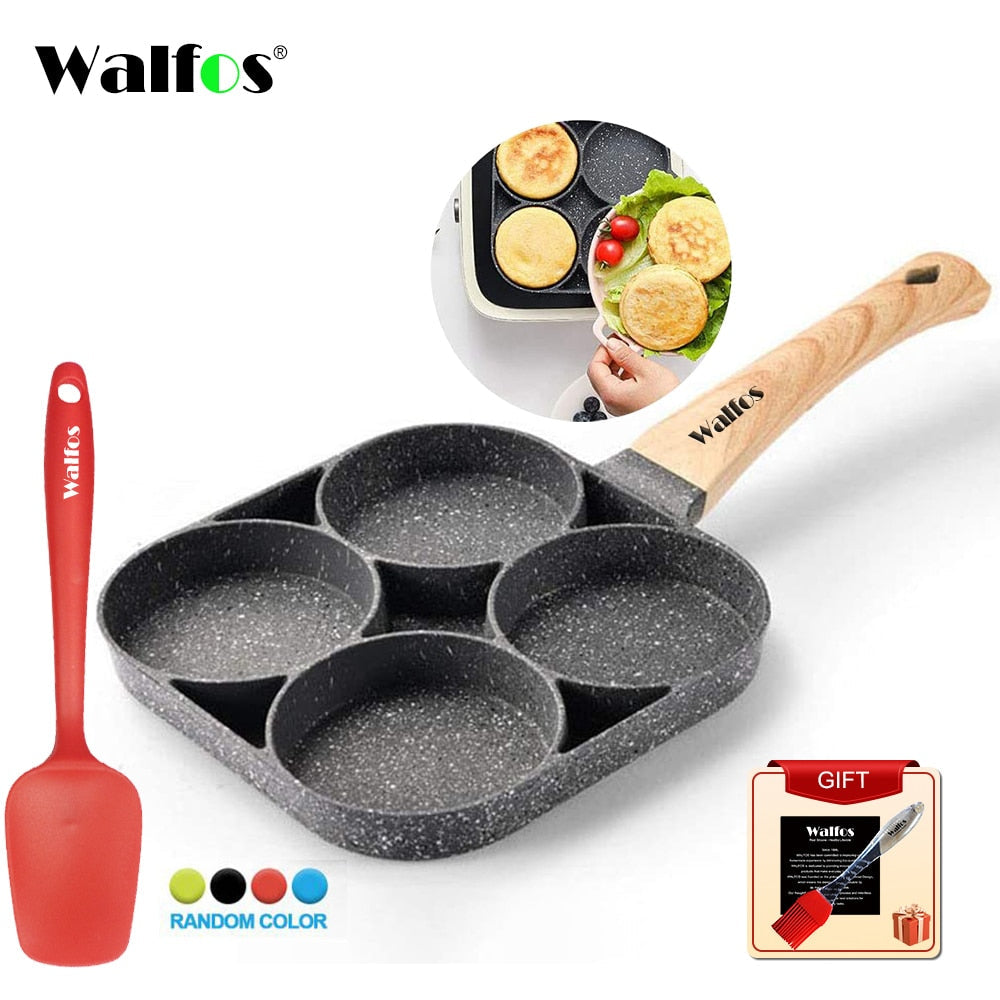 WALFOS Four-Hole Frying Pot Pan Thickened Omelet Pan Non-Stick Egg Pancake Steak Cooking Egg Ham Pans Breakfast Maker Cookware - TIKIJTRONICS # 0