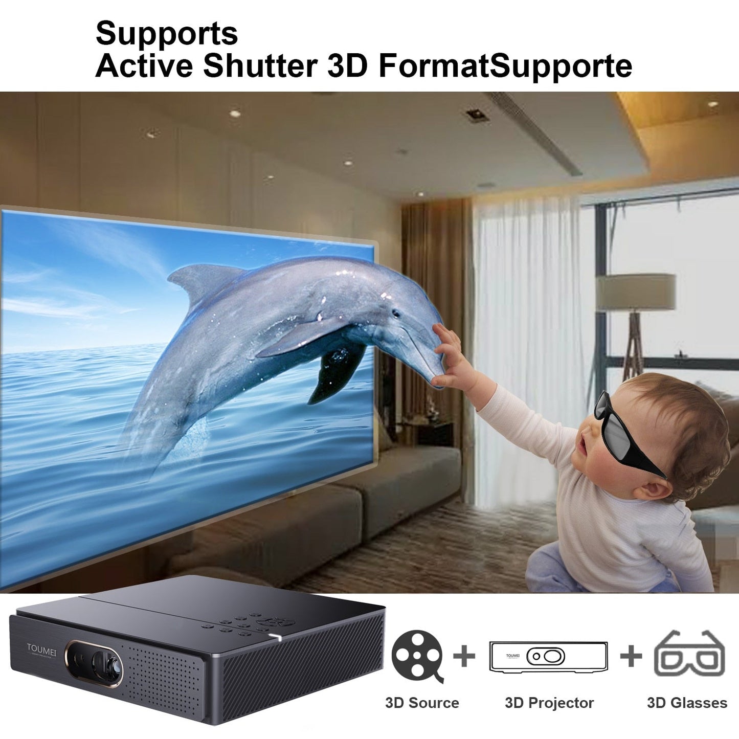 WZATCO S5 Portable MINI DLP 3D Projector 4K 5G WIFI Smart Android9.0 for Home Theater Beamer Full HD 1080P Video lAsEr Proyector - TIKIJTRONICS # 0