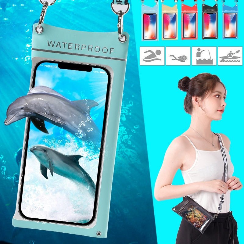 Waterproof Touchscreen Mobile Phone Case Swimming Bag Beach Dusproof Cellphone Case Cover Hot Spring Diving Bag Water Sports Bag - TIKIJTRONICS 0 SPECIFICATIONSType: Shoulder BagOrigin: Mainland ChinaModel Number: FF853Material: PVCFeature: waterproofCapacity: 2LCN: GuangdongBrand Name: QUESHARK TIKIJTRONICS  (Store description)