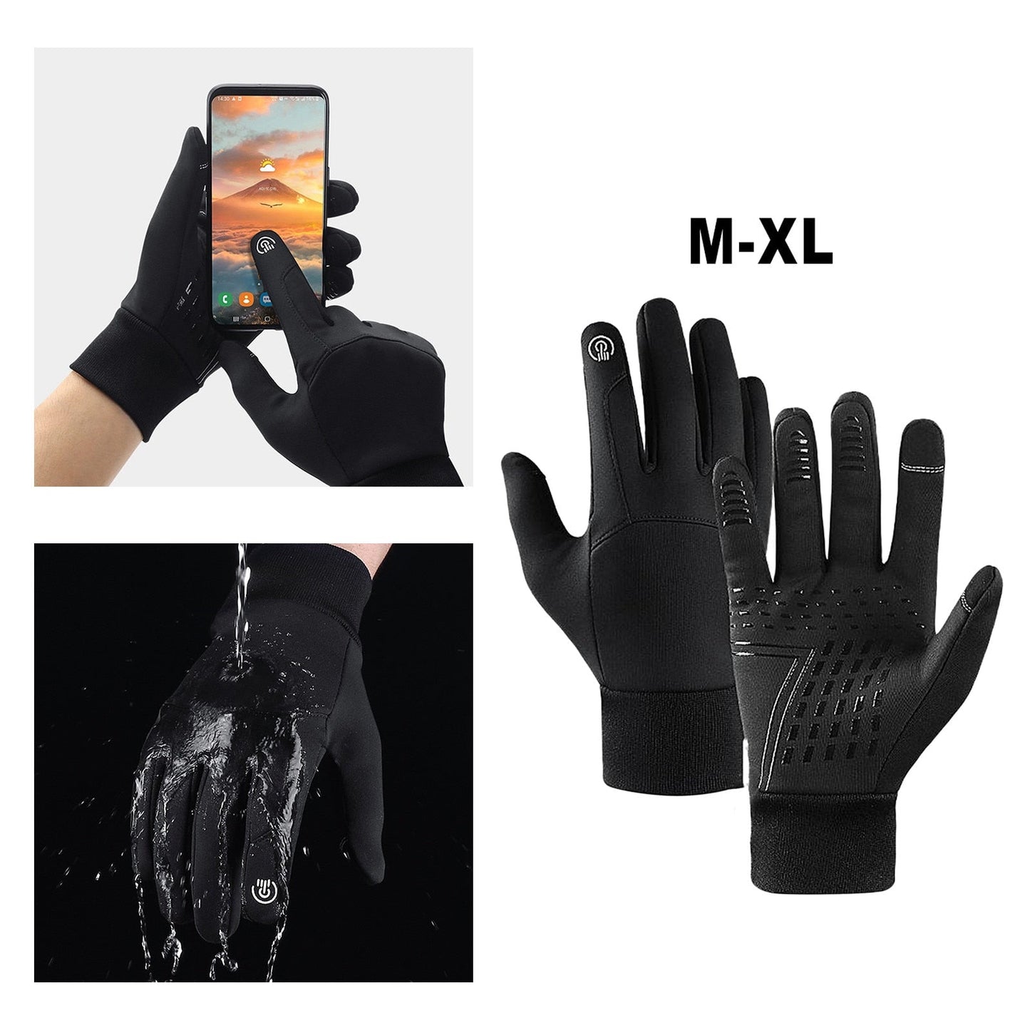 Waterproof Winter Warm Gloves Cycling Glove Anti-slip Thermal Fleece Touch Screen Glove Full-Finger Skiing Glove M- XL - TIKIJTRONICS # 0