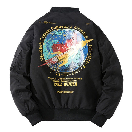 Winter Bomber Jacket Men Fashion Pilot Jacket Rocket Print Baseball Coat Casual Youth Streetwear Outerwear Mens Clothing 2020 - TIKIJTRONICS # 0