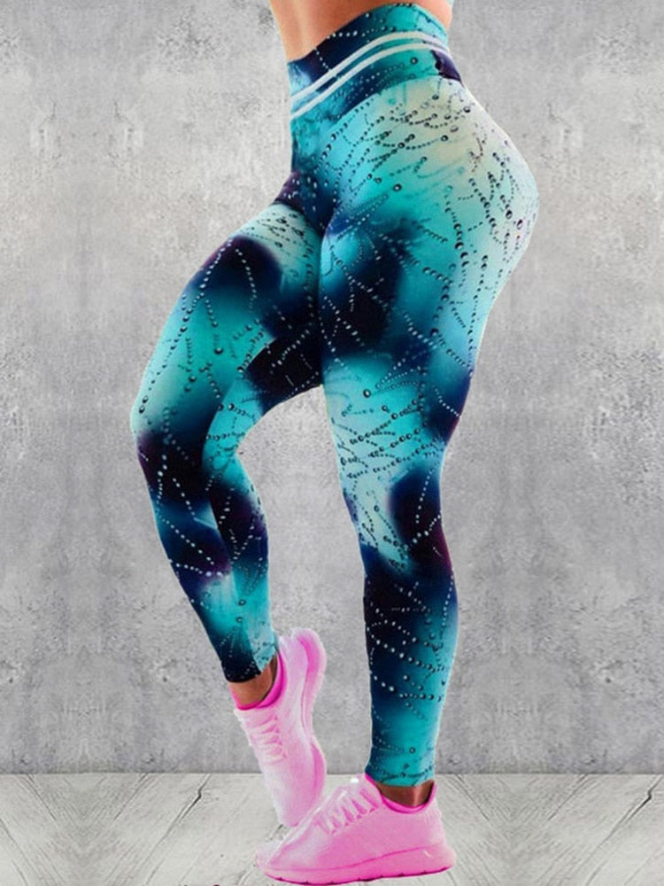 Women's Casual Slim Iridescent Reflective Material Printed Fitness Leggings Slim Stretch Elastic Glow in Dark Pants Trousers TIKIJTRONICS