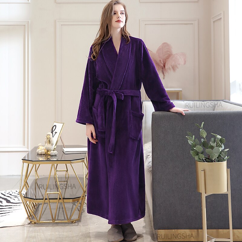 Women Winter Plaid Plus Size Long Flannel Bathrobe 40-130KG Warm Bath Robe Cozy Kimono Robes Dressing Gown Men Night Sleepwear - TIKIJTRONICS 0 SPECIFICATIONSThickness: ThickSleeve Length(cm): FullSexually Suggestive: NoSeason: WinterPattern Type: PlaidOrigin: Mainland ChinaObscene Picture: NoModel Number: 1512Material Composition: Flannel Coral FleeceMaterial: PolyesterItem Type: RobesGender: WOMENFabric Type: FlannelDresses Length: Ankle-LengthBrand Name: COZEDRESING TIKIJTRONICS  (Store description)