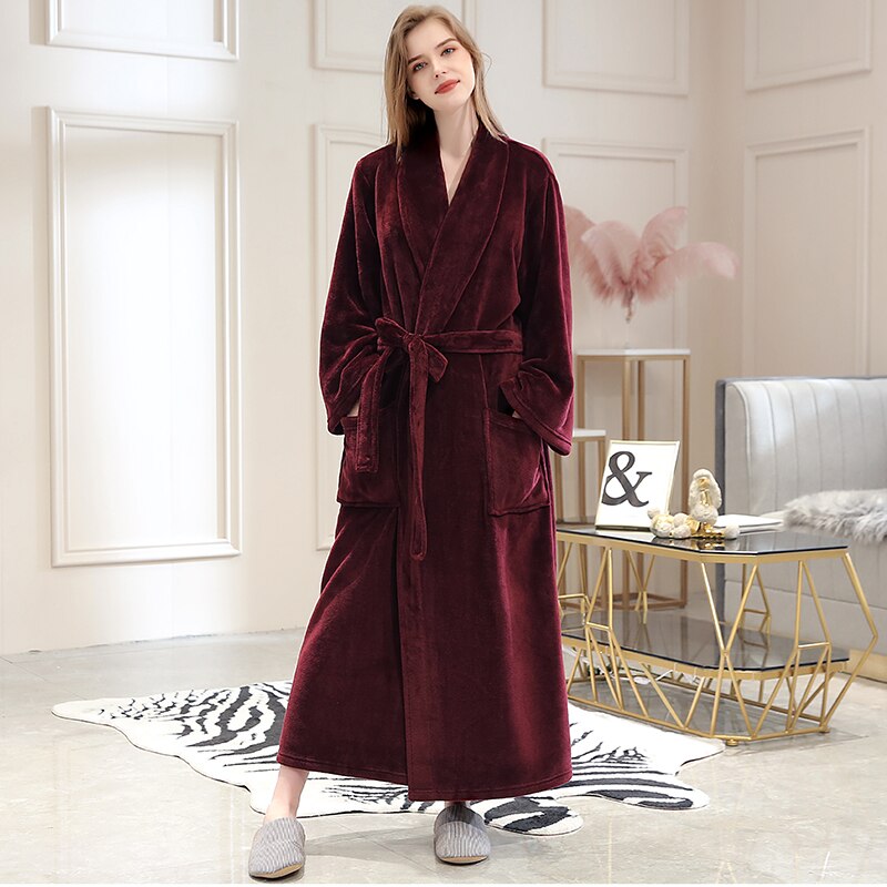 Women Winter Plaid Plus Size Long Flannel Bathrobe 40-130KG Warm Bath Robe Cozy Kimono Robes Dressing Gown Men Night Sleepwear - TIKIJTRONICS 0 SPECIFICATIONSThickness: ThickSleeve Length(cm): FullSexually Suggestive: NoSeason: WinterPattern Type: PlaidOrigin: Mainland ChinaObscene Picture: NoModel Number: 1512Material Composition: Flannel Coral FleeceMaterial: PolyesterItem Type: RobesGender: WOMENFabric Type: FlannelDresses Length: Ankle-LengthBrand Name: COZEDRESING TIKIJTRONICS  (Store description)