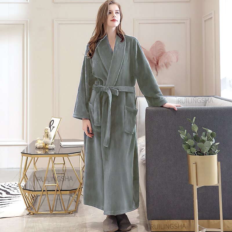 Women Winter Plaid Plus Size Long Flannel Bathrobe 40-130KG Warm Bath Robe Cozy Kimono Robes Dressing Gown Men Night Sleepwear - TIKIJTRONICS 0 SPECIFICATIONSThickness: ThickSleeve Length(cm): FullSexually Suggestive: NoSeason: WinterPattern Type: PlaidOrigin: Mainland ChinaObscene Picture: NoModel Number: 1512Material Composition: Flannel Coral FleeceMaterial: PolyesterItem Type: RobesGender: WOMENFabric Type: FlannelDresses Length: Ankle-LengthBrand Name: COZEDRESING TIKIJTRONICS  (Store description)