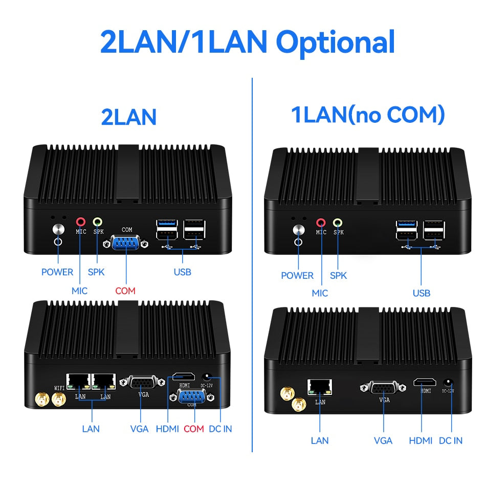 XCY Fanless Mini Pc Intel Celeron J1900 J2900 Windows 10 7 Linux Thin Client Minipc Pfsense Micro 2 Lan Port Desktop Computer PC - TIKIJTRONICS # 0