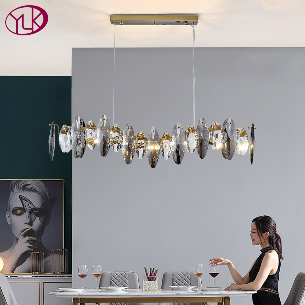 YOULAIKE modern crystal chandelier for dining room large wave design cristal lamp luxury kitchen island hanging light fixture - TIKIJTRONICS # 0