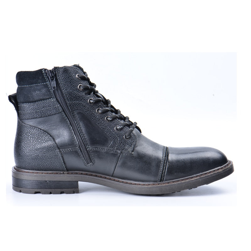 ZFTL New Men winter boots man martins boots black big size genuine leather men's warm casaul boots lace-up man ankle boots 2023 TIKIJTRONICS