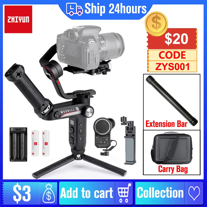 Zhiyun WEEBILL S 3-Axis Gimbal Stabilizer for Mirrorless and DSLR Camera Sony A7 III A6000 Nikon Panasonic GH5 Canon WEEBILL LAB - TIKIJTRONICS # 0