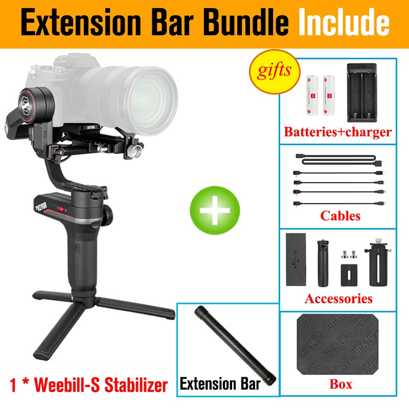 Zhiyun WEEBILL S 3-Axis Gimbal Stabilizer for Mirrorless and DSLR Camera Sony A7 III A6000 Nikon Panasonic GH5 Canon WEEBILL LAB - TIKIJTRONICS # 0