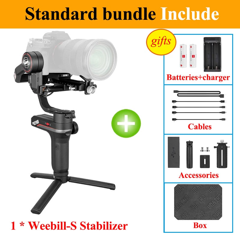 Zhiyun WEEBILL S 3-Axis Gimbal Stabilizer for Mirrorless and DSLR Camera Sony A7 III A6000 Nikon Panasonic GH5 Canon WEEBILL LAB - TIKIJTRONICS # 0