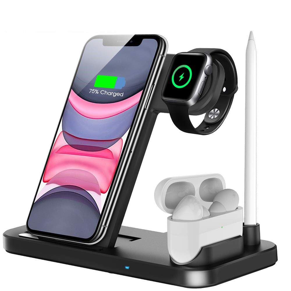 iPhone  Apple Watch 4 in 1 Foldable Charging Station for Airpods Pro iWatch - TIKIJTRONICS 0 SPECIFICATIONSSet Type: With USB CableOrigin: Mainland ChinaMax. Output Power: 15WMax Charge Equiement Number: 1-4Features: With Charging Indicator,With Cable,With holderConnector Type: Type CCompatible Brand: Apple iPhoneCertification: CEBrand Name: DCAE TIKIJTRONICS  (Store description)