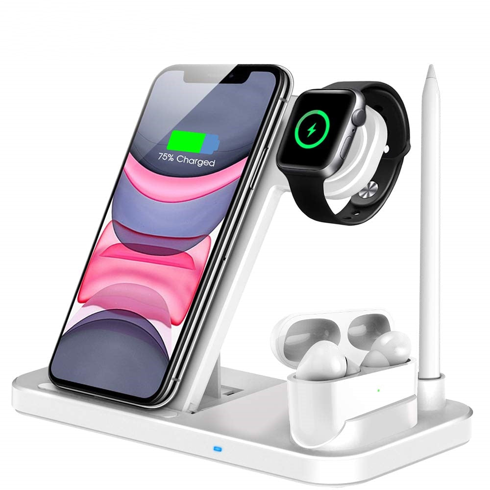 iPhone  Apple Watch 4 in 1 Foldable Charging Station for Airpods Pro iWatch - TIKIJTRONICS 0 SPECIFICATIONSSet Type: With USB CableOrigin: Mainland ChinaMax. Output Power: 15WMax Charge Equiement Number: 1-4Features: With Charging Indicator,With Cable,With holderConnector Type: Type CCompatible Brand: Apple iPhoneCertification: CEBrand Name: DCAE TIKIJTRONICS  (Store description)