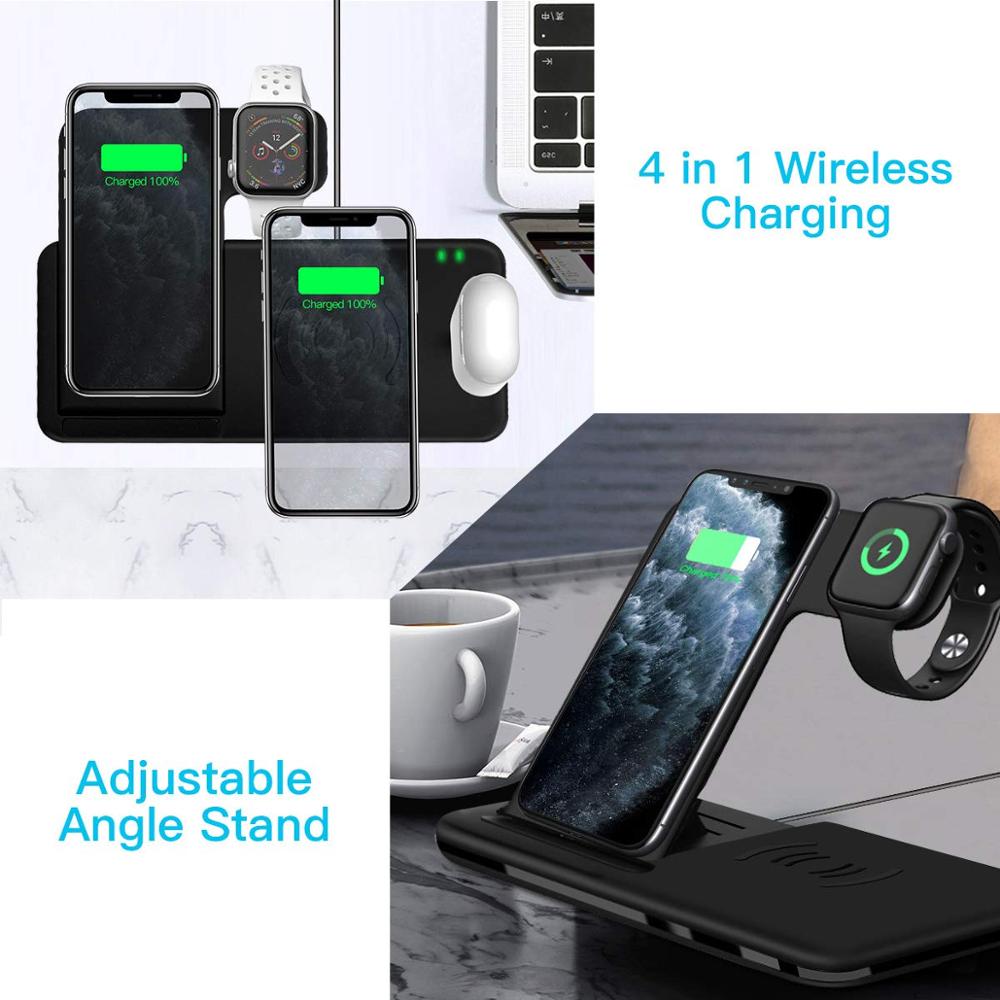 iPhone  Apple Watch 4 in 1 Foldable Charging Station for Airpods Pro iWatch - TIKIJTRONICS 0 SPECIFICATIONSSet Type: With USB CableOrigin: Mainland ChinaMax. Output Power: 15WMax Charge Equiement Number: 1-4Features: With Charging Indicator,With Cable,With holderConnector Type: Type CCompatible Brand: Apple iPhoneCertification: CEBrand Name: DCAE TIKIJTRONICS  (Store description)