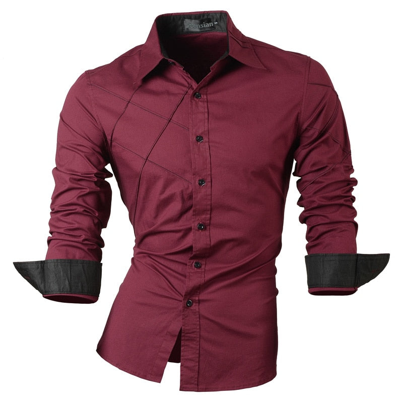 jeansian casual shirts dress male mens clothing long sleeve social brand boutique cotton western button 2028 - Premium 0 from TIKIJTRONICS - Just $17.99! Shop now at TIKIJTRONICS