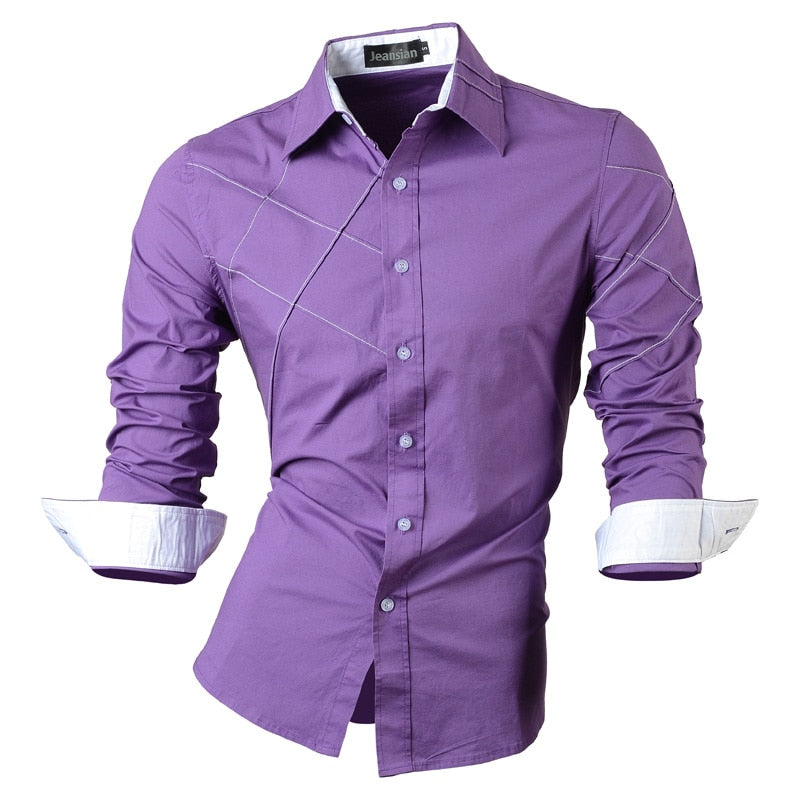 jeansian casual shirts dress male mens clothing long sleeve social brand boutique cotton western button 2028 - Premium 0 from TIKIJTRONICS - Just $17.99! Shop now at TIKIJTRONICS