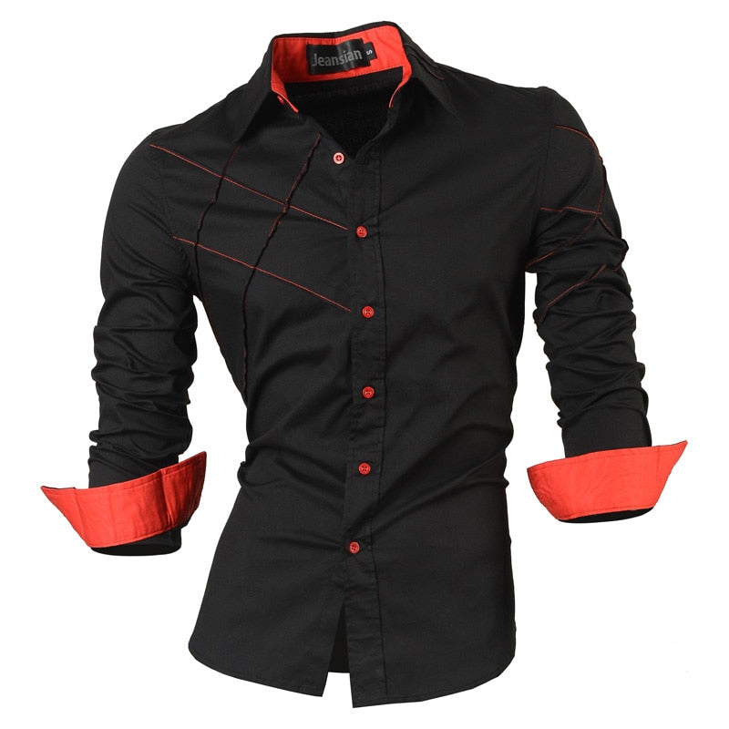 jeansian casual shirts dress male mens clothing long sleeve social brand boutique cotton western button 2028 - TIKIJTRONICS # 0