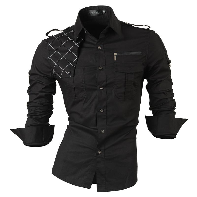 jeansian casual shirts dress male mens clothing long sleeve social brand boutique cotton western button 2028 - TIKIJTRONICS # 0